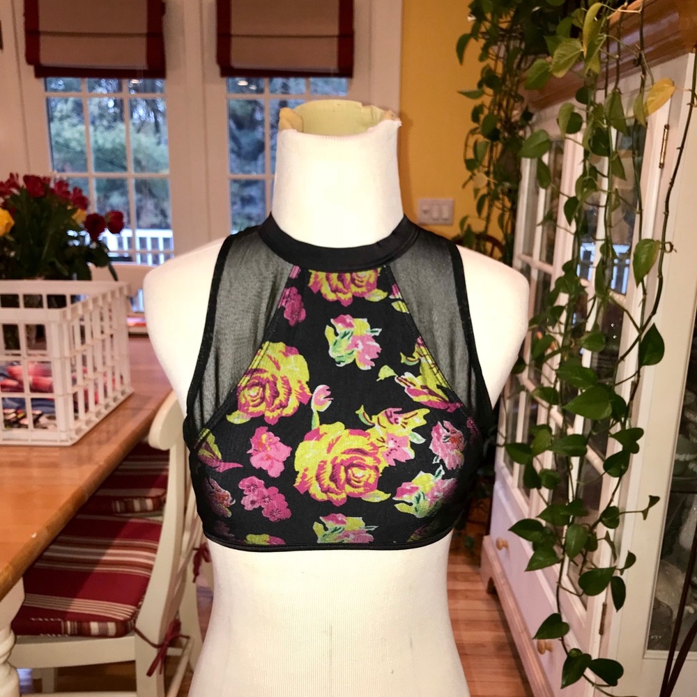 Floral High Neck Bikini Top